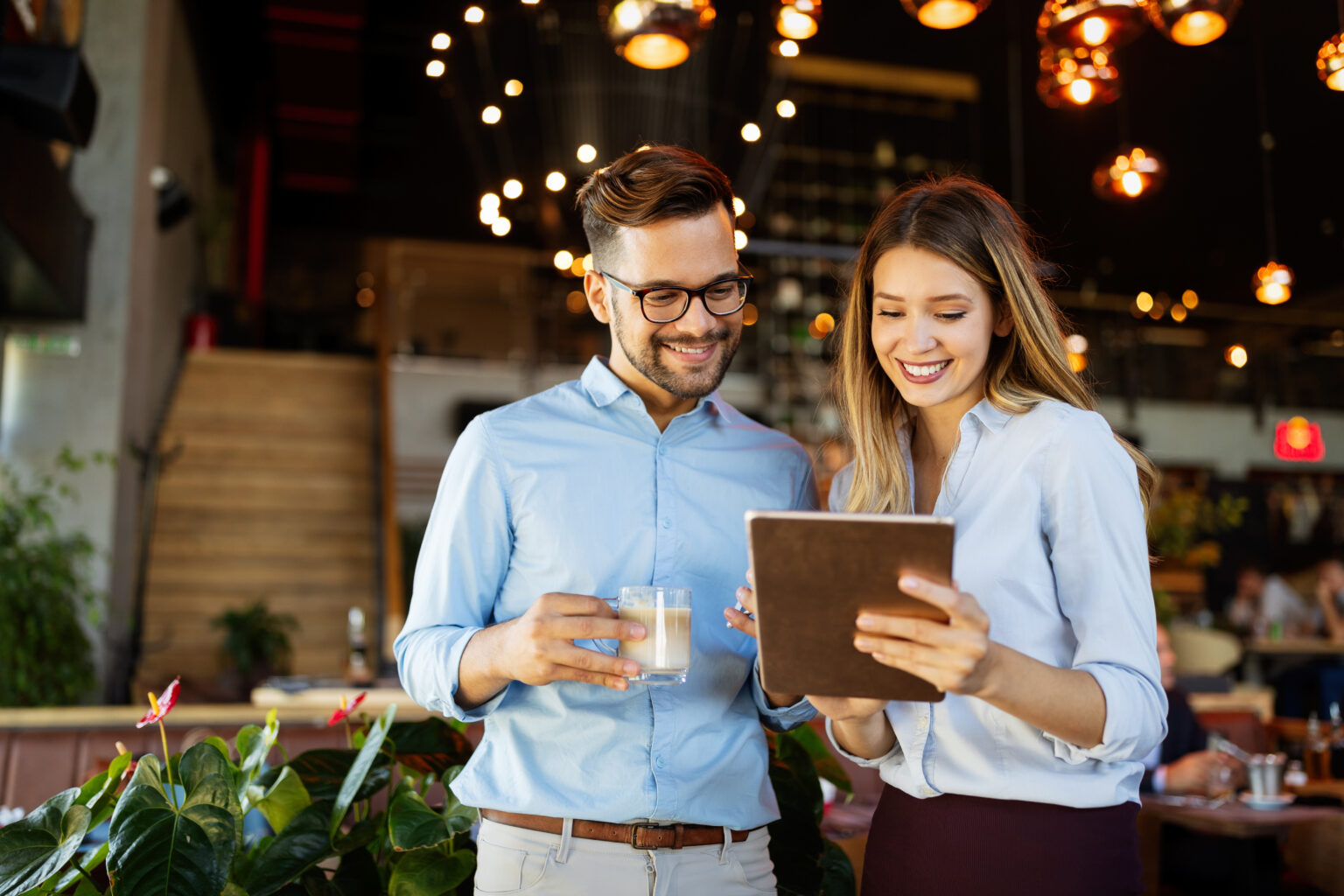 Successful company with happy employees in modern office